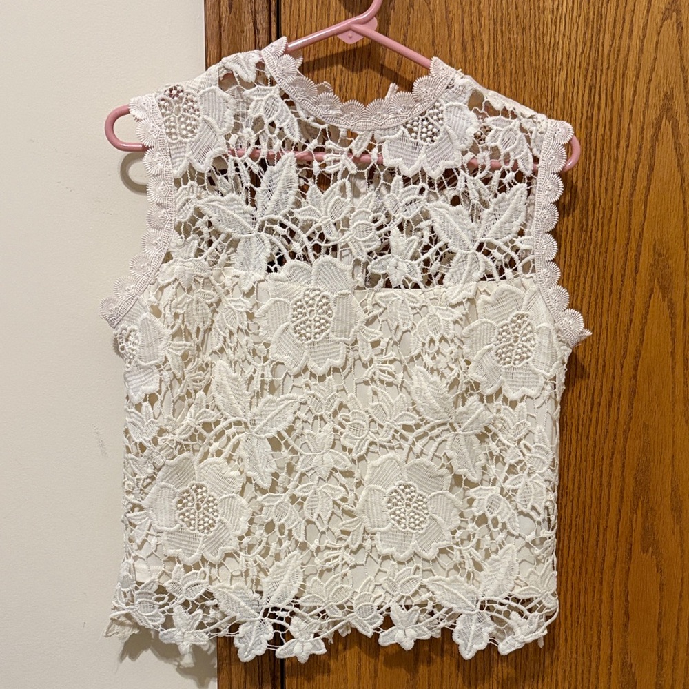 Nanette Lepore White Floral Lace Top